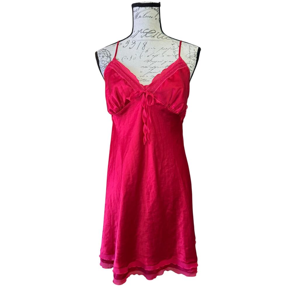 Victoria's Secret 2006 Y2K Red Satin Lingerie Slip Dress Size Large